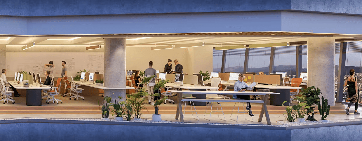 A portion of open working space